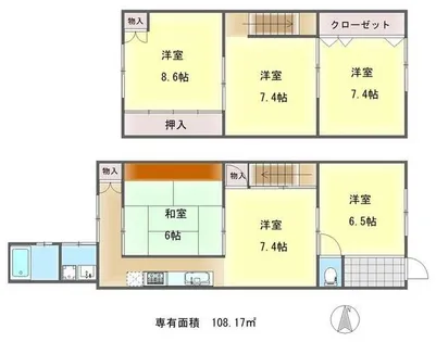 京都府京都市左京区吉田泉殿町【一戸建】の間取り