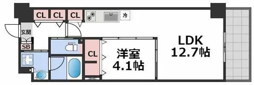 Dimus北浜【6階】の間取り