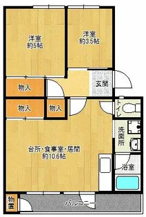 花山東団地【12-201号室】の間取り