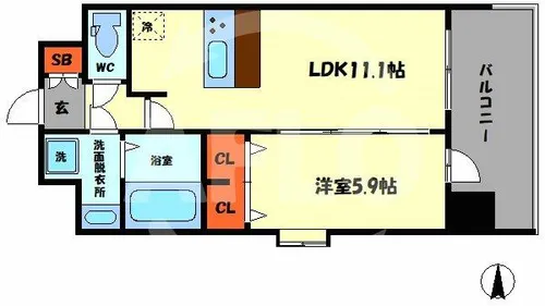 スプランディッド梅田北【7階】の間取り