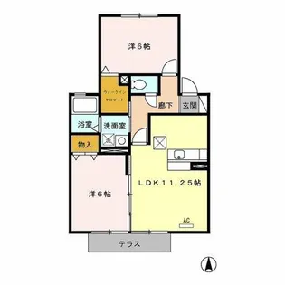 グレースハイム六の坪【1階】の間取り