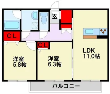 シャーメゾン優蒼の杜 弐番館【3階】の間取り