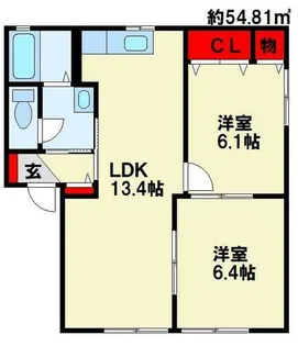 リジェール尾倉パートⅡ E棟【202号室】の間取り