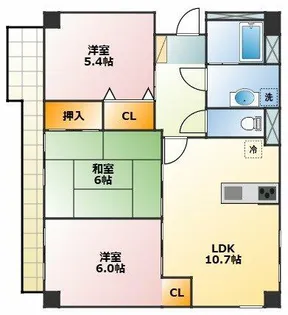 ソサエティ服部【6C号室】の間取り