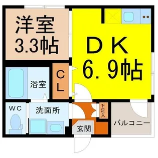 ハーモニーテラス黒川【202号室】の間取り