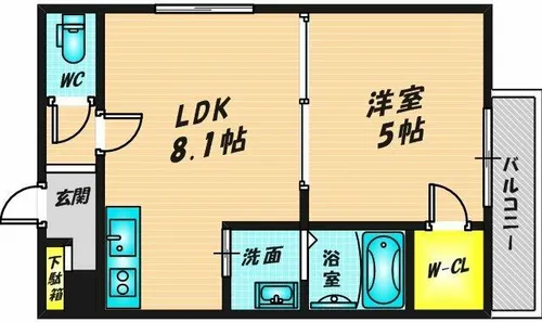 フジパレス東花園【102号室】の間取り