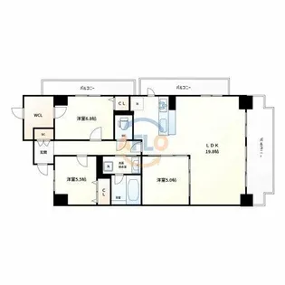 インプルーブ天満大手通【15階】の間取り