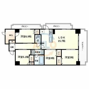 インプルーブ天満大手通【8階】の間取り