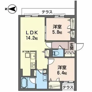 ブルーメハイム【1階】の間取り