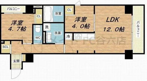 パークフラッツ安堂寺町【5階】の間取り
