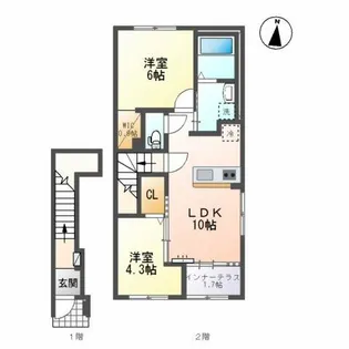 笹野新築アパート【2階】の間取り