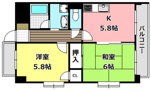 ピュアプレイス【203号室】の間取り
