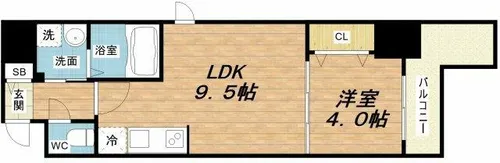 ラクラス堺筋本町【2階】の間取り