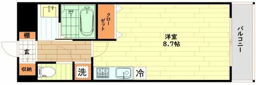 ウィスタリア新北野【9階】の間取り