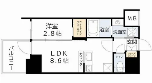 コンフォリア・リヴ北浜平野町【8階】の間取り