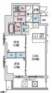 スプランディッド弁天町DUE【3階】の間取り