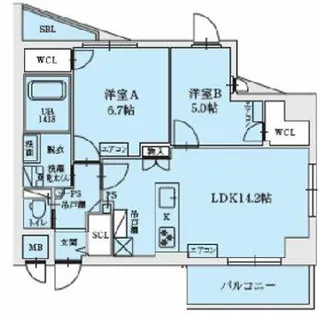 LEGALAND+ABENO SANMEICHO【7階】の間取り