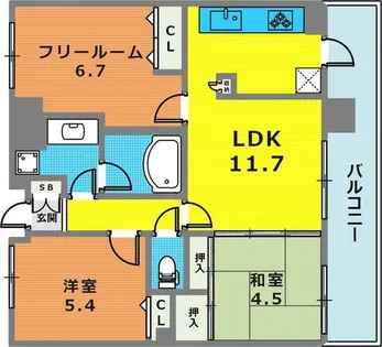 ヒルズ芦屋翠ヶ丘【106号室】の間取り
