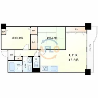 パークシャトー平野白鷺【6階】の間取り