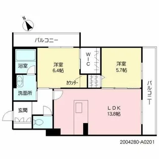 ラ・ルーチェ 東櫛原【201号室】の間取り