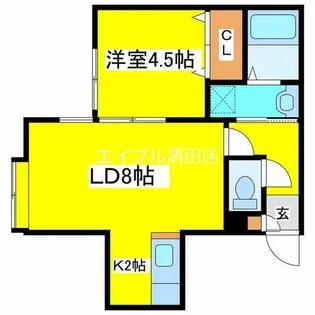 クレセール清田【303号室】の間取り