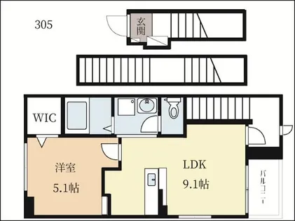 マウントック・カナサ【305号室】の間取り