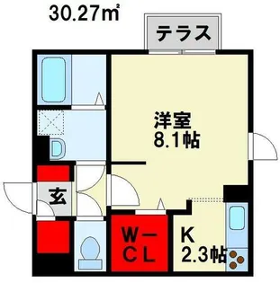 ヴィアンジュ黒崎【201号室】の間取り