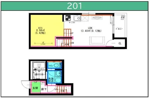 RADIANCE名城公園S棟【201号室】の間取り