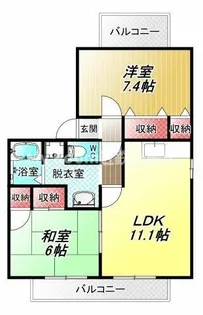 ニューリバーサイド八尾南D【2階】の間取り