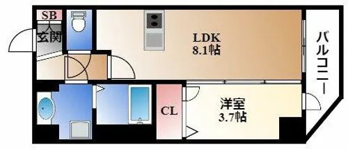 メイクス上前津Ⅲ【6階】の間取り