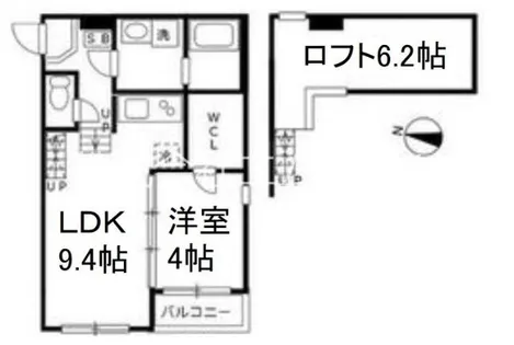 ハーモニーテラス六田【2階】の間取り