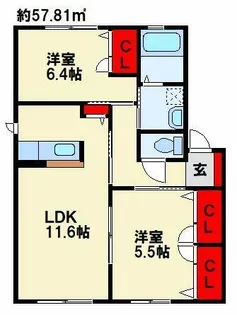 メゾンド・サンパティーク B棟【1階】の間取り