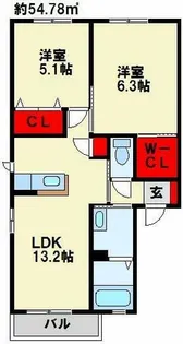 メゾンドマシェリA棟【2階】の間取り
