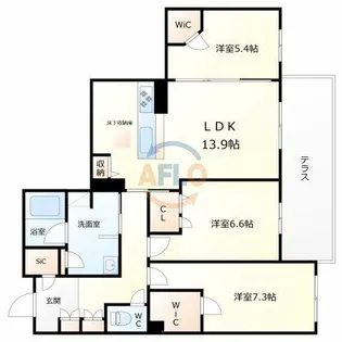 フレシア天王寺【1階】の間取り