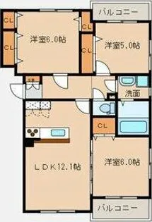 プレステージ西工大前Ⅱ【3階】の間取り