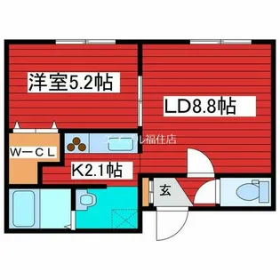 グランメール水源池通【202号室】の間取り