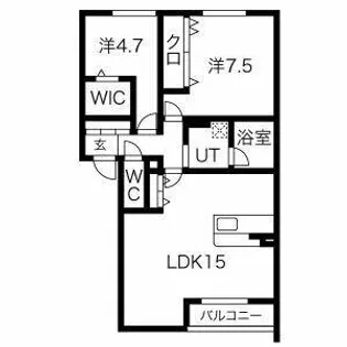 レリーサ知多Ⅱ【1B号室】の間取り