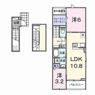クレッシェンド石ヶ瀬【301号室】の間取り