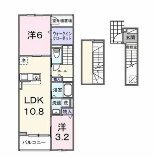 クレッシェンド石ヶ瀬【303号室】の間取り