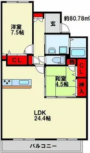福岡県北九州市小倉北区大手町【マンション】の間取り
