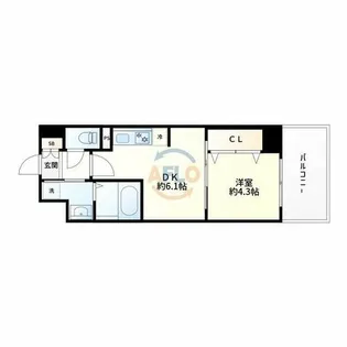 RIDGEガーデン江坂Ⅰ【7階】の間取り