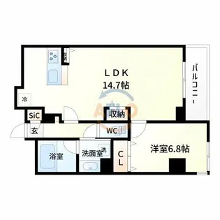 エタニティ江坂【9階】の間取り