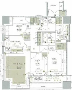 クレヴィアタワー御堂筋本町【25階】の間取り