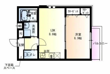 フジパレス俊徳道Ⅲ番館【2階】の間取り
