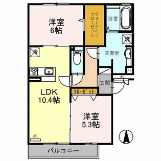 2LDKの間取り画像