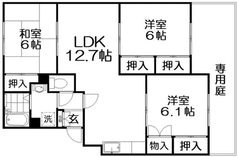 トリヴァンベール星田【1階】の間取り