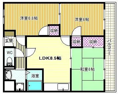 スタンドアップ国分【2階】の間取り