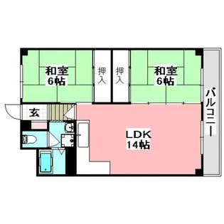 南茨木ハイタウン美沢B棟【401号室】の間取り