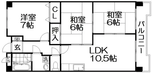バーンフリート星田【6階】の間取り