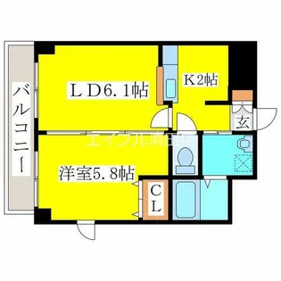 INOVE札幌清田【6階】の間取り